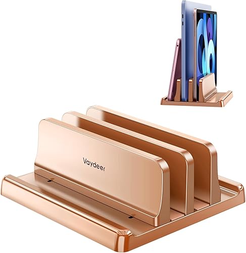 Vaydeer Vertical Laptop Stand for Desk, Dual Slots Plastic Laptop Holder with Space Saving 4-in-1 Design, Adjustable Laptop Stand Supports MacBook,