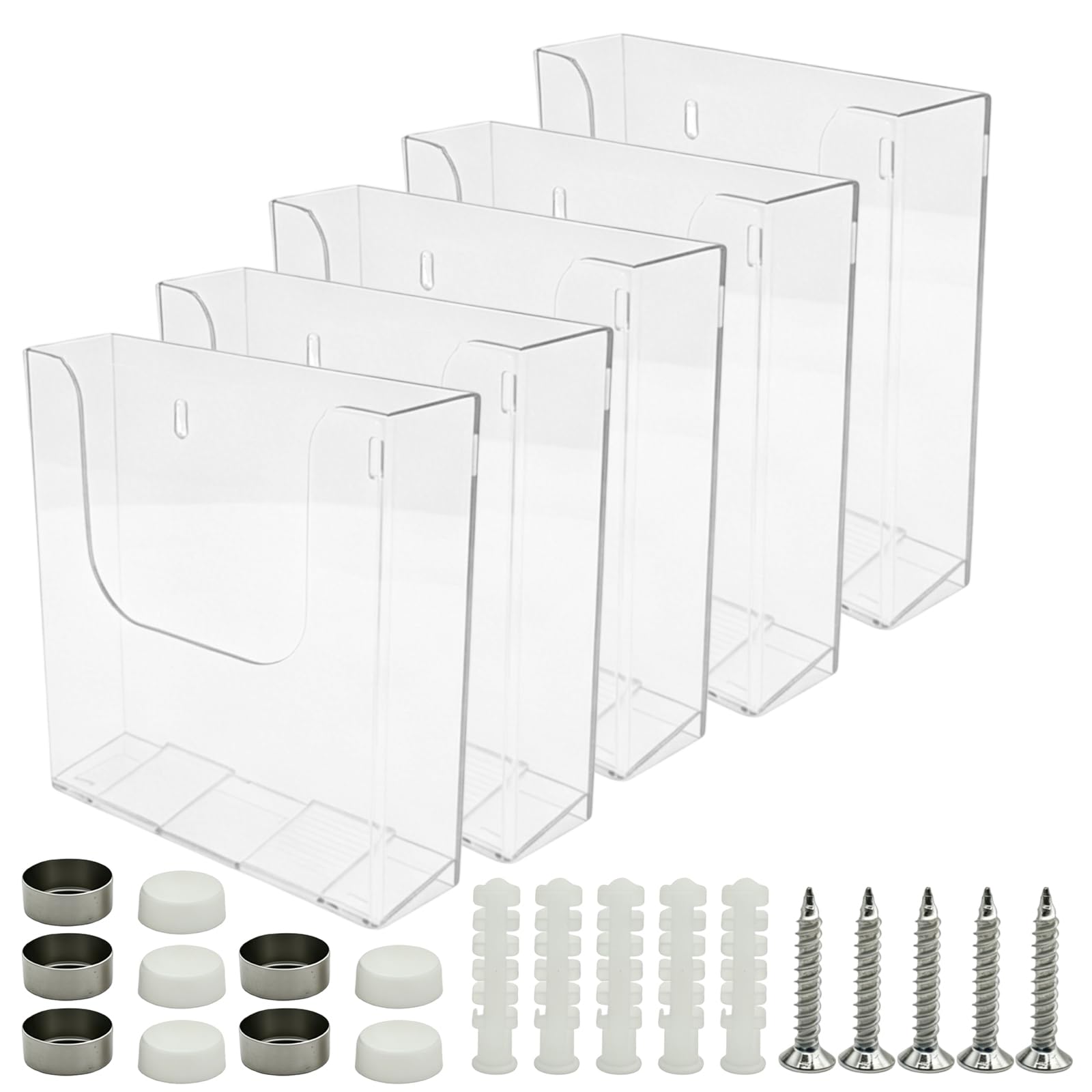 Hoypeyfiy 5 PCS 164x42x167mm Clear A5 Wall Mounted Leaflet Rack, Acrylic Brochure Holder for Various Settings
