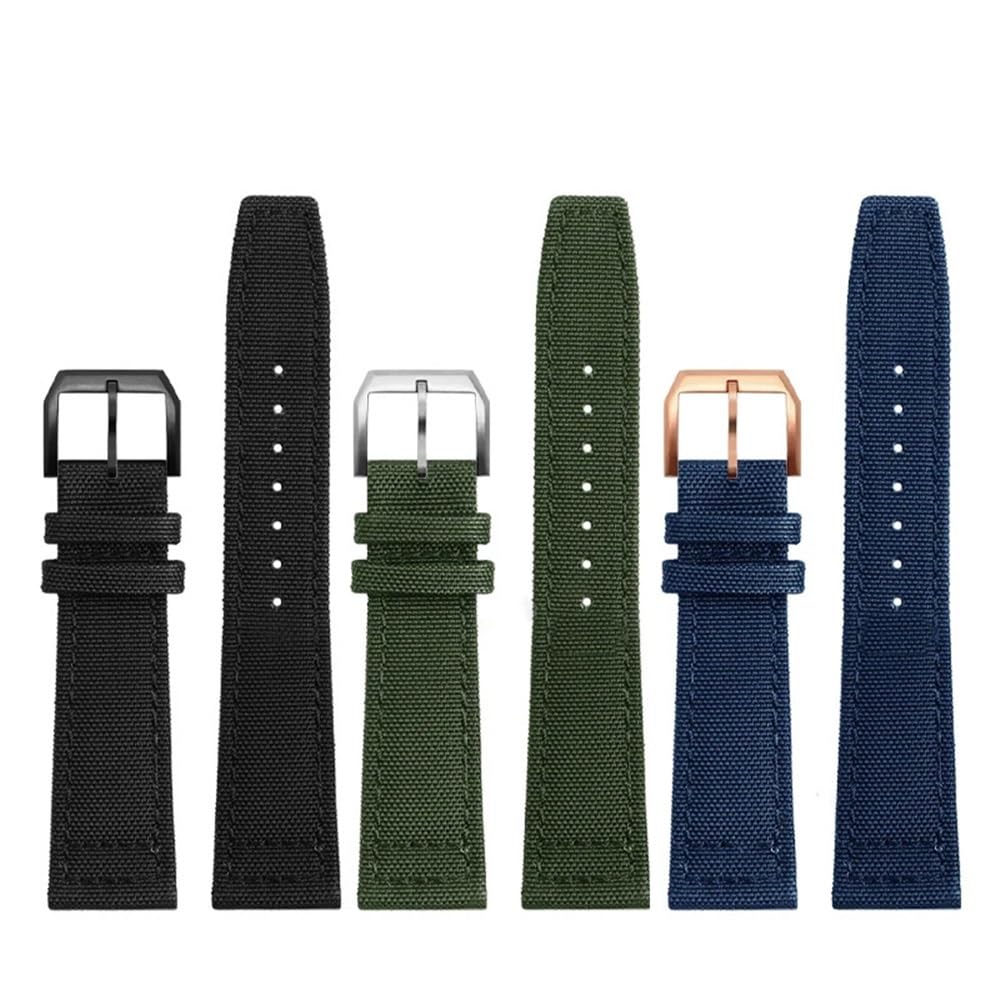Correa de Reloj de Lona de Nailon de 20 mm, 21 mm y 22 mm para IWC Pilot Spitfire Timezone Top Gun, con Cierre Plegable (Negro rk K01, 20 mm) (Negro BK K01, 21 mm)