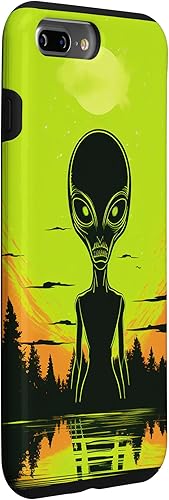 Vista 21 de iPhone 14 Pro Cute Green Alien Head UFO Space Face Alien Case