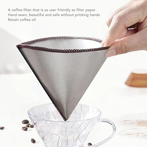 Miniatura 3 de Filtro de café de malla, filtro de café reutilizable, resistente filtrado fino de acero inoxidable 304 para oficina (S para 1 a 2 tazas)