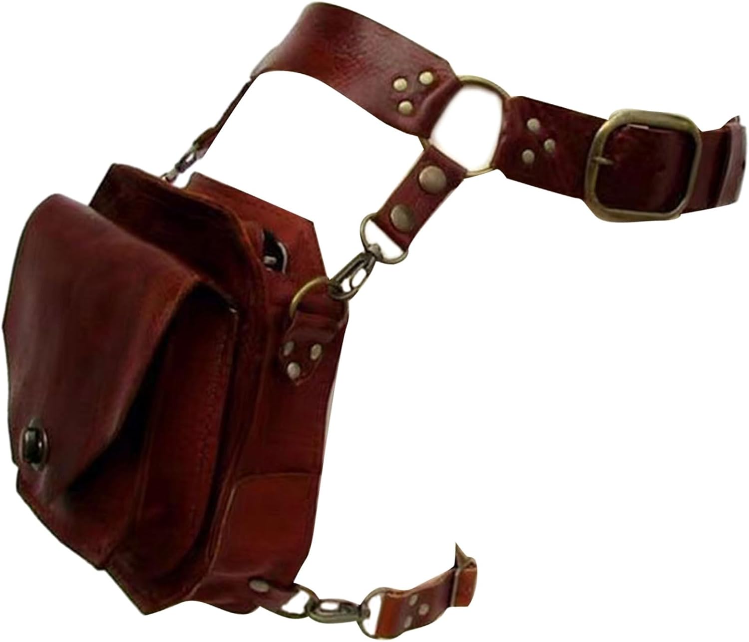 Steampunk Waist Pack Thigh Purse Medieval PU Leather Fanny Bag Cosplay Costume Accessories for Women Men (brown) - Image 8