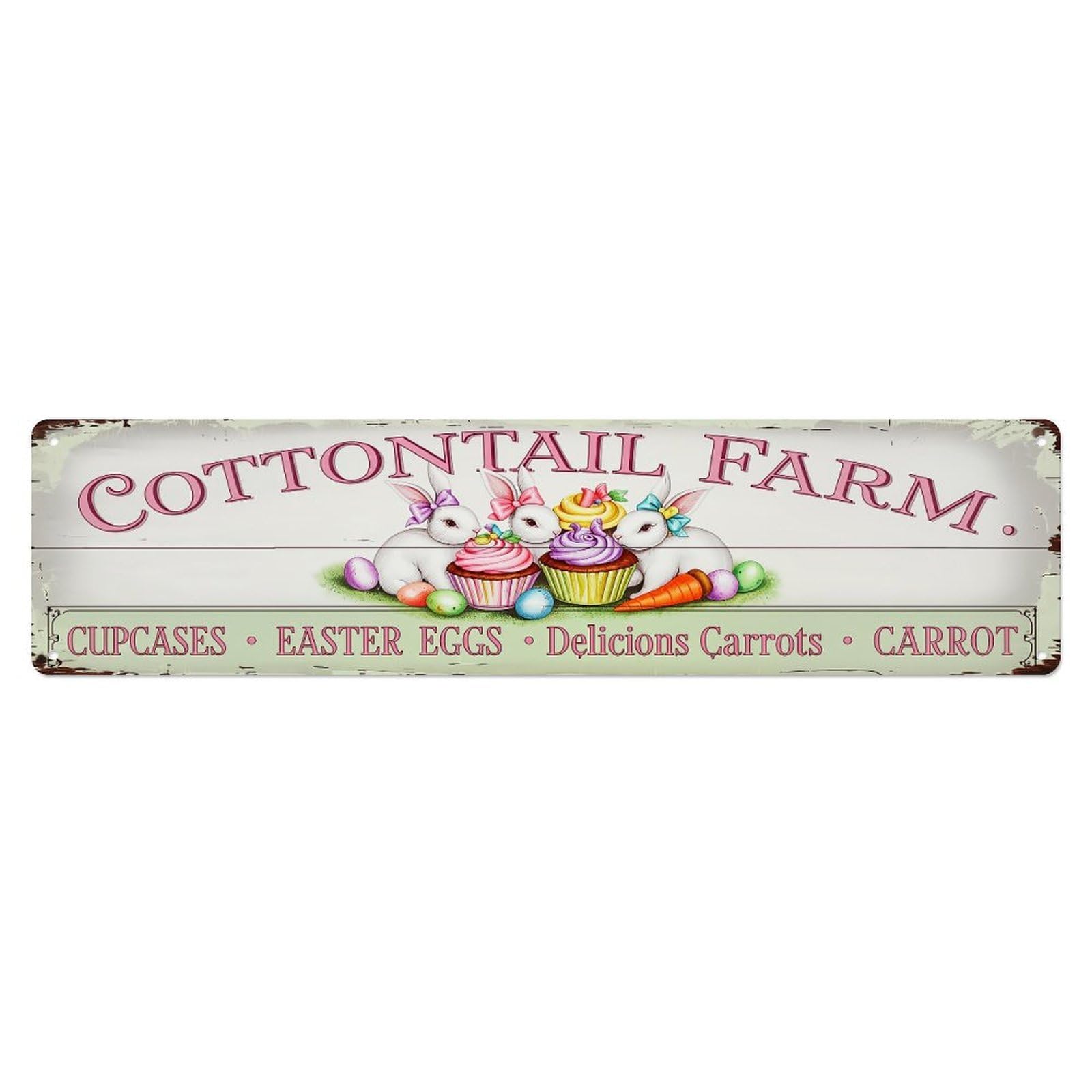 Cottontail Farm Easter Bunny Cupcakes Metal Tin Sign Plaque