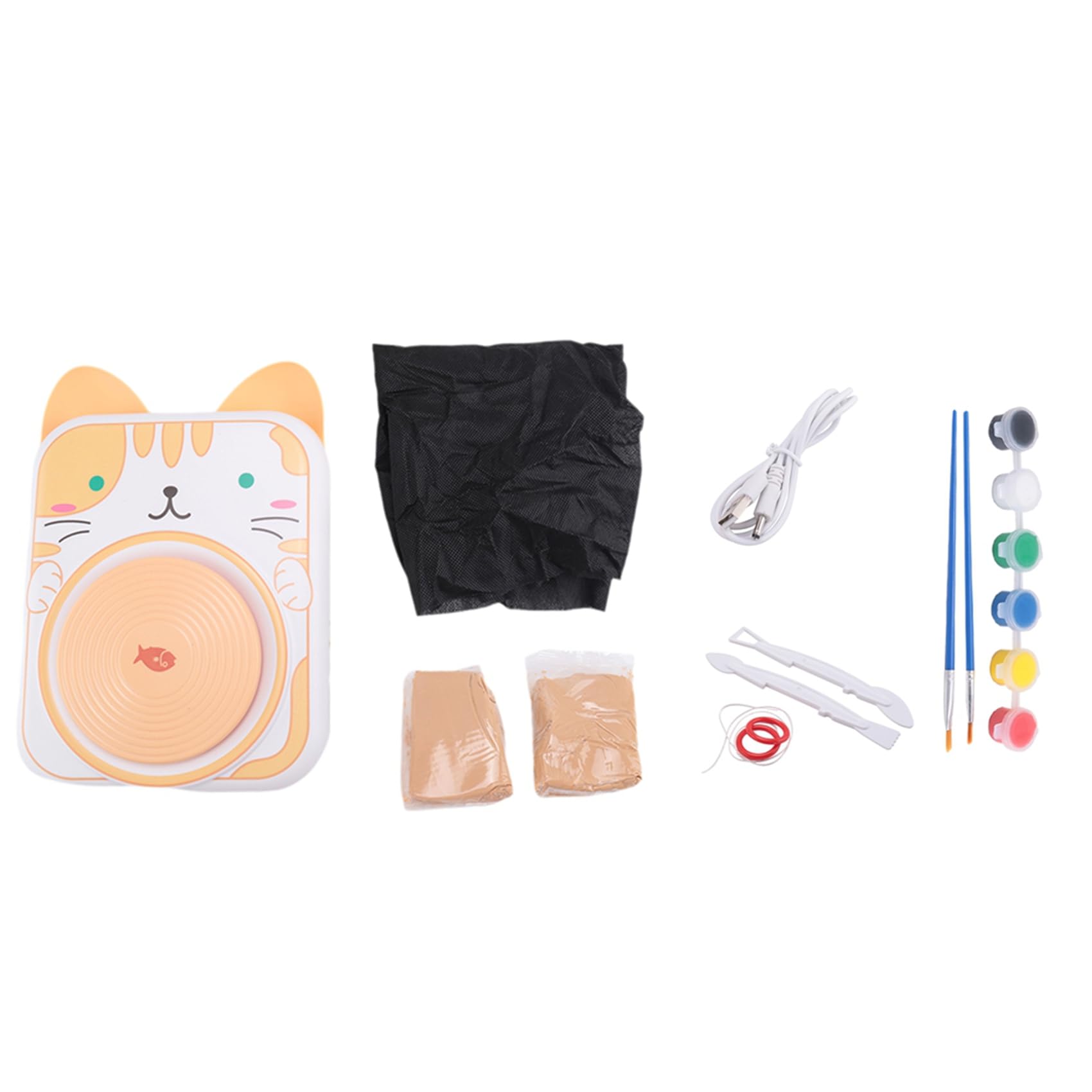 PEKKA Roue de Poterie pour Enfants - Outils de Sculpture en Argile et Kit de Peinture, Kit de Bricolage pour Débutants, Lot de 6 Pâtes à Modeler, Kit D'Artisanat