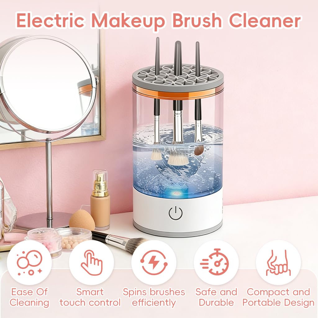 Máquina limpiadora de brochas de maquillaje eléctrica 3 en 1, limpiador automático de brochas de maquillaje eléctrico con secadora, herramienta de limpieza de secado rápido, limpiadores de brochas