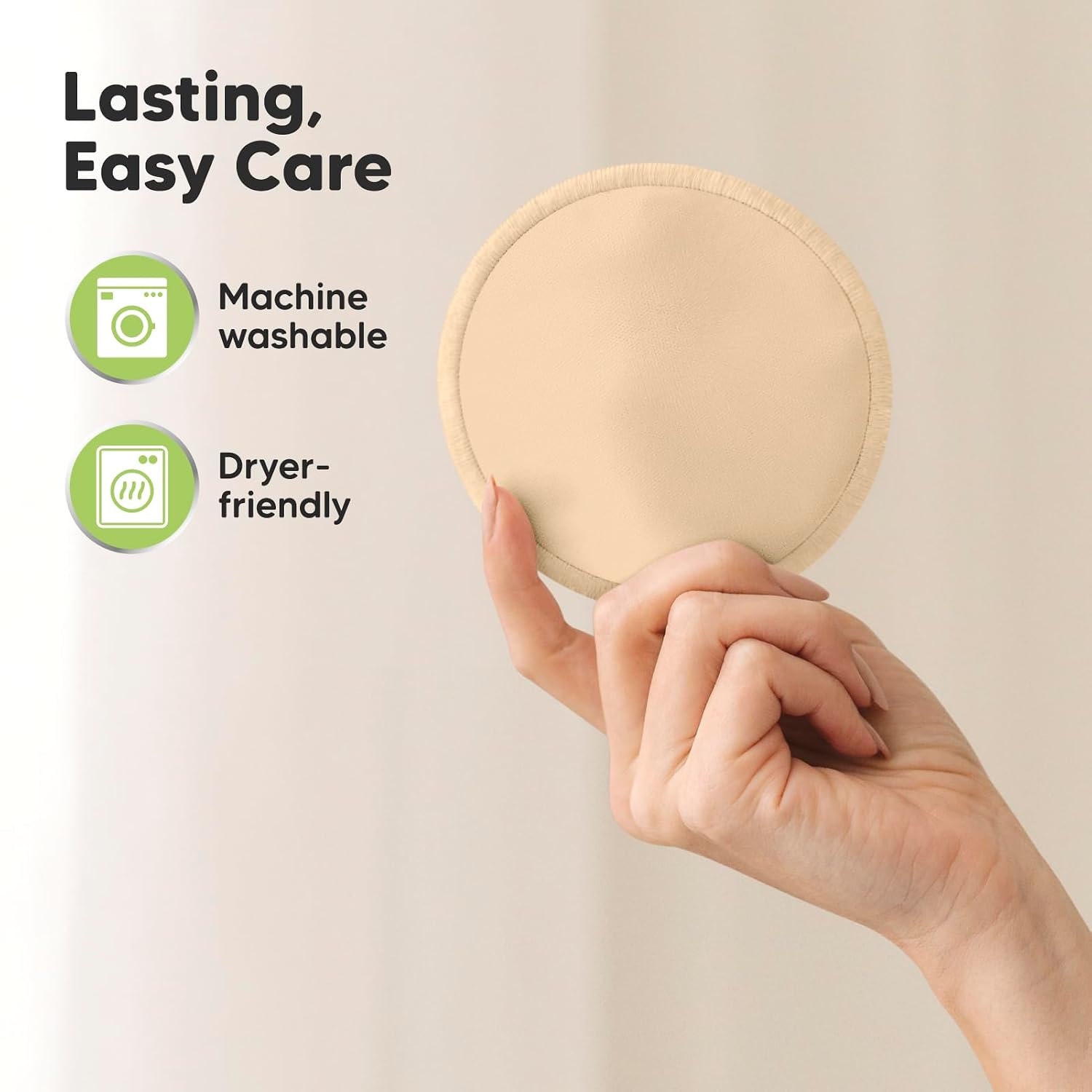 14-Pack Reusable Nursing Pads for Breastfeeding - Soft & Absorbent 4-Layers Washable Breast Pads for Leaking Milk, Viscose from Bamboo Breastfeeding Essentials, Nipple Covers (Bare Beige, L 4.8")