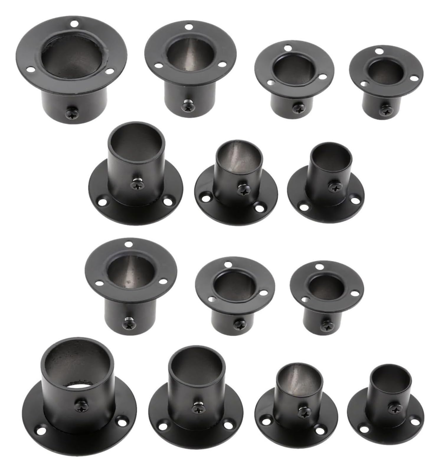 Ugzpwqlnx 22Mm Stainless Steel Pole Socket Flange Rod, Black Stainless Steel Wardrobe Hanging Rod Socket Flange Bracket 2Pcs Multiple Sizes(22Mm)