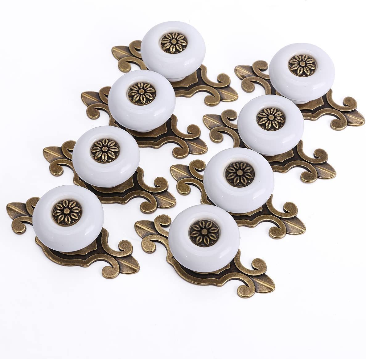 Manijas de cajón estilo retro vintage de metal para muebles de cocina, juego de 8 piezas