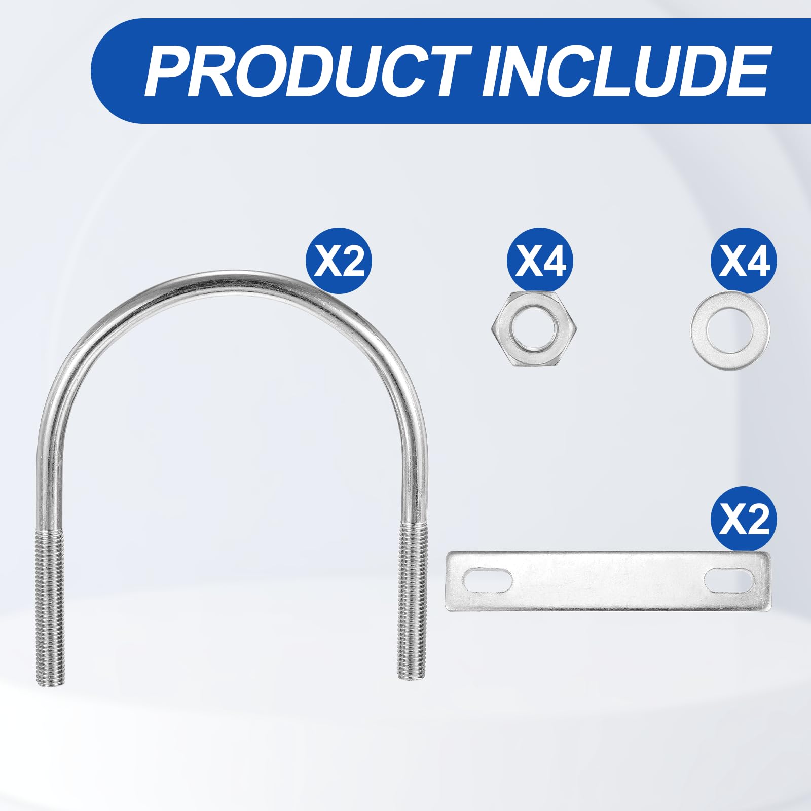 METALLIXITY U Bolts 2 Sets (3/8"(M10) x4.25"x5.59"), Round U Bolt Kits 304 Stainless Steel with Accessories - Image 3