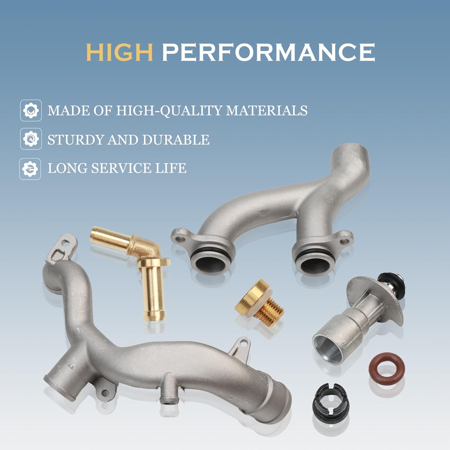 Upgraded Aluminum Coolant Outlet Pipes Kit Fits for Jaguar XJ XF XE F-Type, Range Rover Sport LR4 3.0L Replaces LR092992 LR028136 LR049990