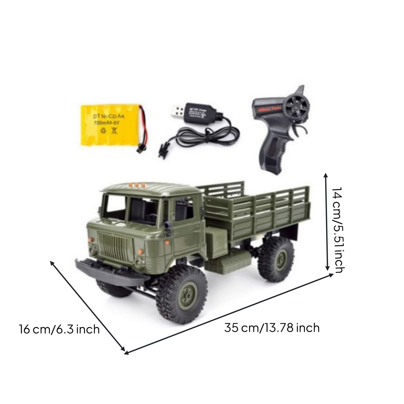Colcolo Veicolo Giocattolo per Bambini Camion Rc Fuoristrada Crawler a con Sospensione Alta Pneumatici Grintosi Radiocomando E USB Adatto a Giardino Parco Cortile, Verde, Style to 2