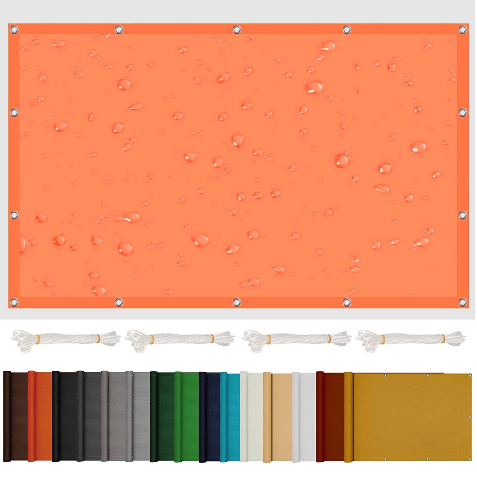 Voile d'ombrage imperméable 2.5 x 7 m rectangulaire anti-UV avec oeillets pour patio