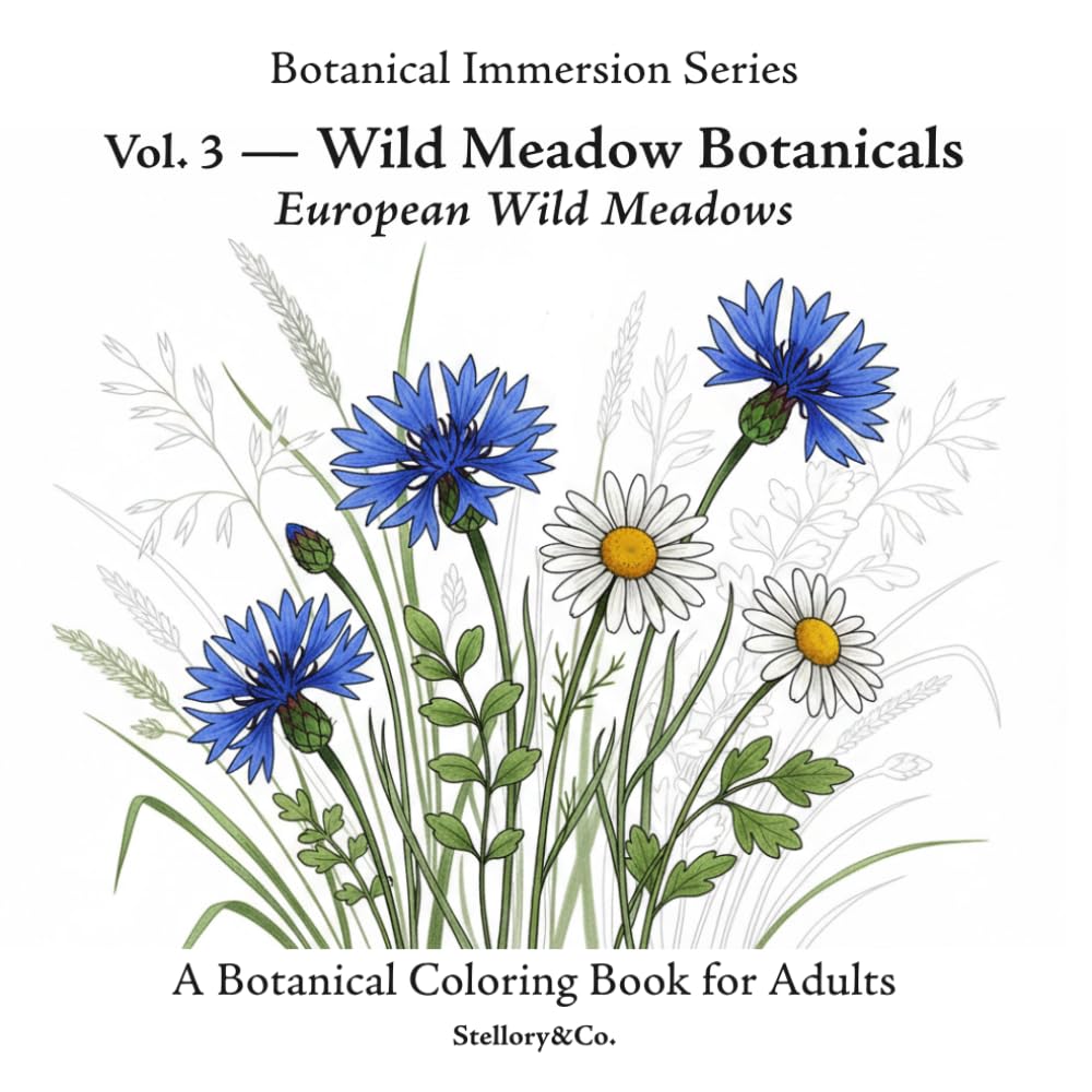 Wild Meadow Botanicals Wildflower Coloring Book for Adults: European Wild Meadows — Botanical Immersion Series Vol. 3