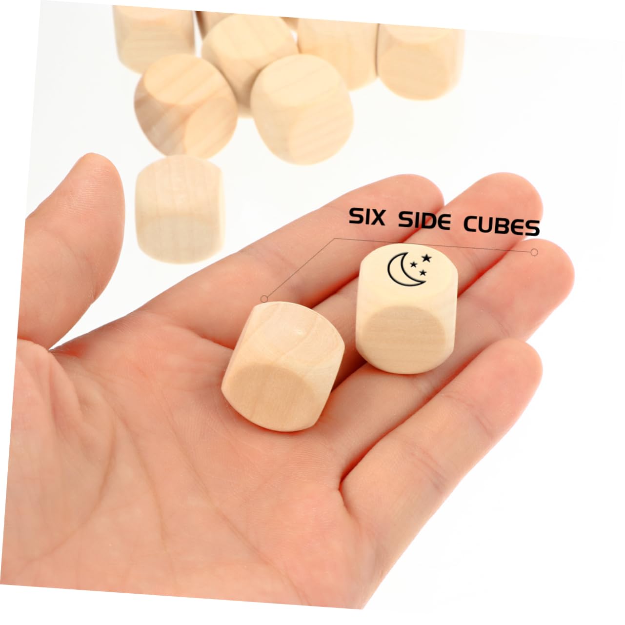 Dados de Madera en Blanco de 18mm, Cubos de Seis Caras | 500 Piezas Beige, Superficie Lisa para Pintar, Manualidades y Adornos de Boda