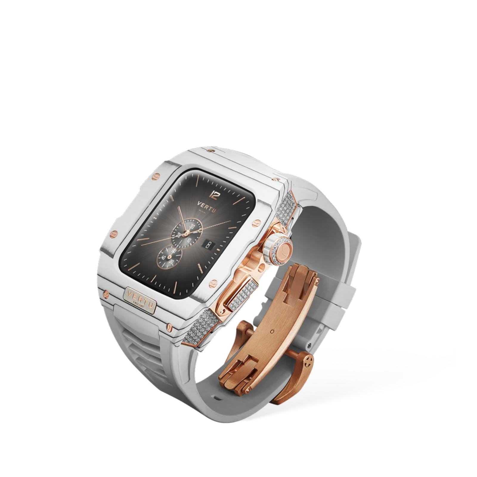 VERTU H1 Diamonds Luxury Smartwatch for Men - 1.85" Sapphire Display, Calls, Fitness Tracker, Android, 100+ Activity Modes, IP68 (White/Gold)​​