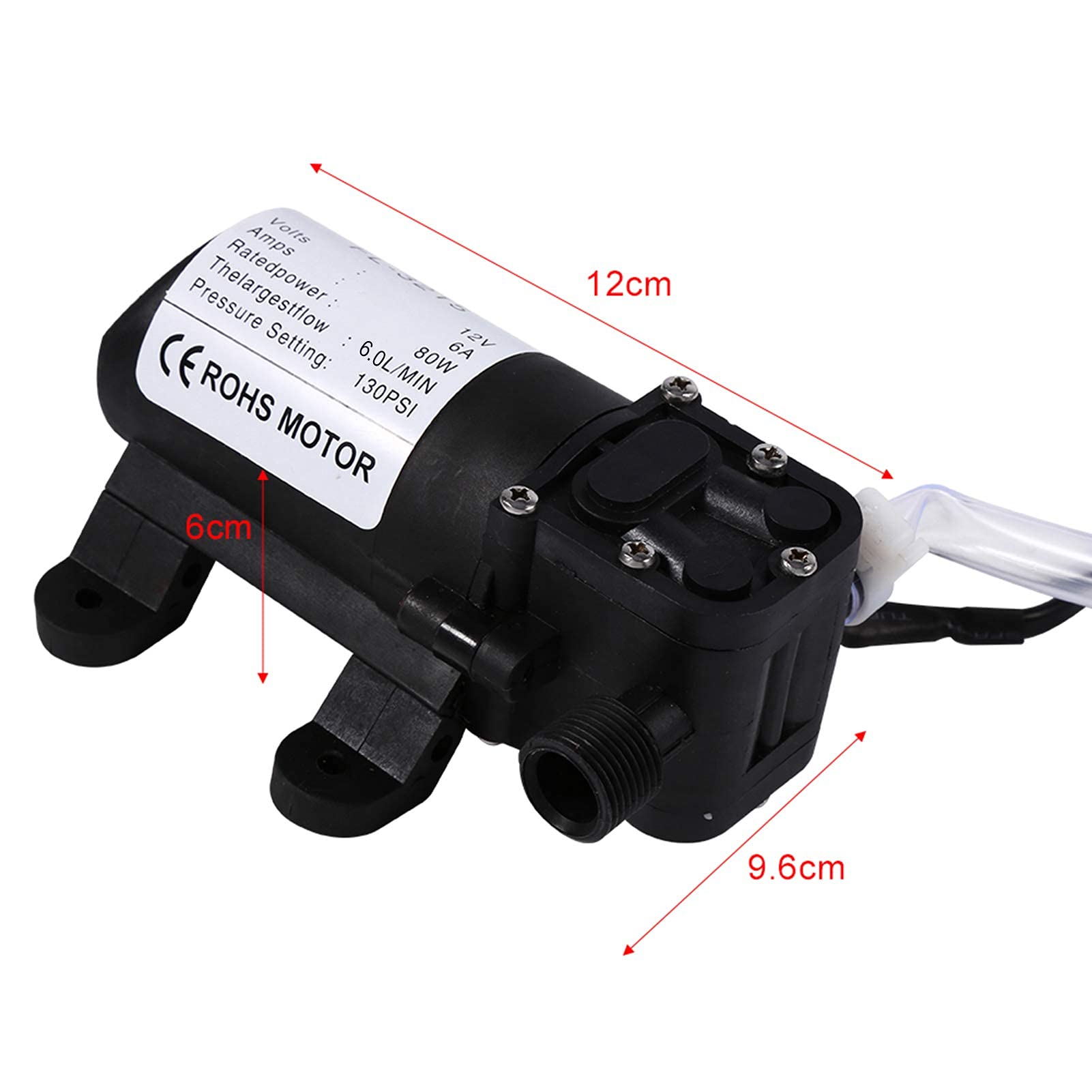 Ejoyous Pompa per Autolavaggio, Kit per Autolavaggio 12V Pompa dell'Acqua per la Pulizia della Lavatrice Autoadescante Elettrica Ad Alta Pressione