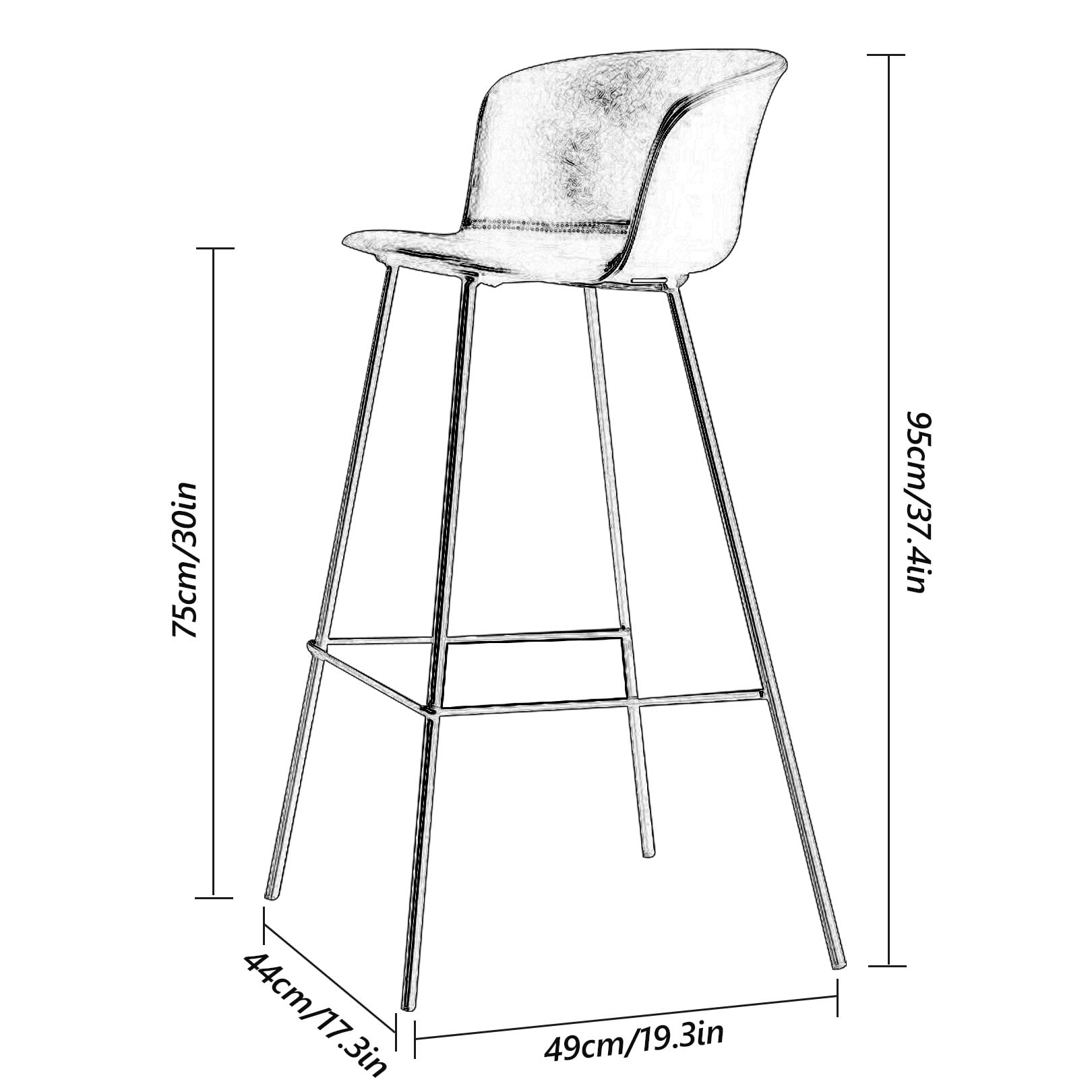 Tabourets de bar en cuir synthétique avec repose-pieds, capacité de 150 kg