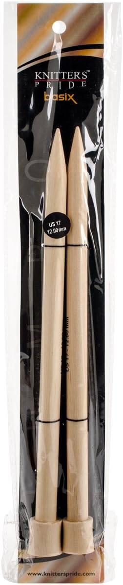 Knitter's Pride Basix Single Pointed Knitting Needles Size US 17, 10-Inch, Aluminum, Light Brown