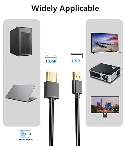 Miniatura 4 de FAWETTY Cable de carga USB a HDMI, cable adaptador USB a HDMI de 3.3 pies para Mac iOS, Windows 121110VistaXP, HDTV, caja de satélite, reproductor