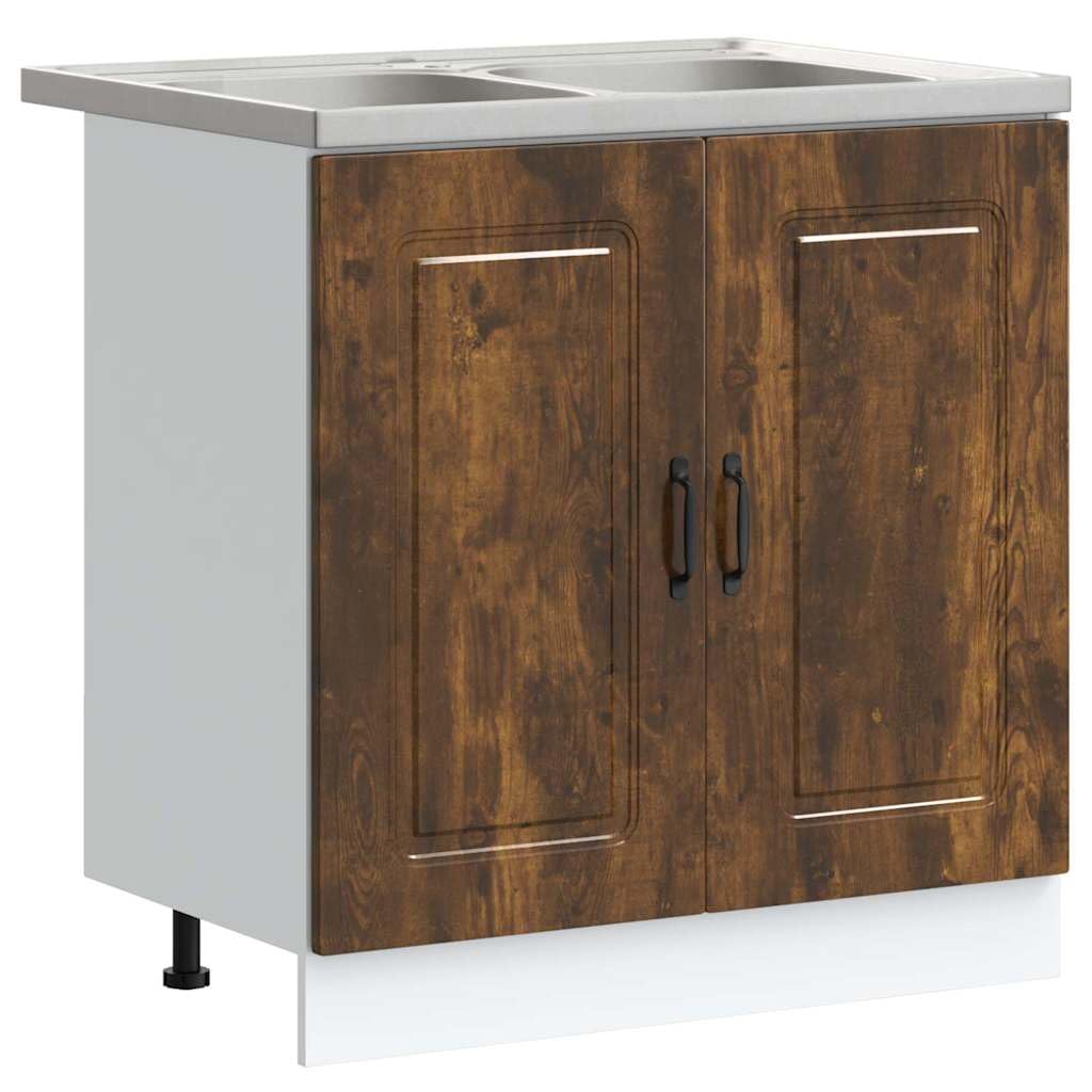 Commode de cuisine marron Kalmar pour ranger toute la vaisselle de la salle à manger