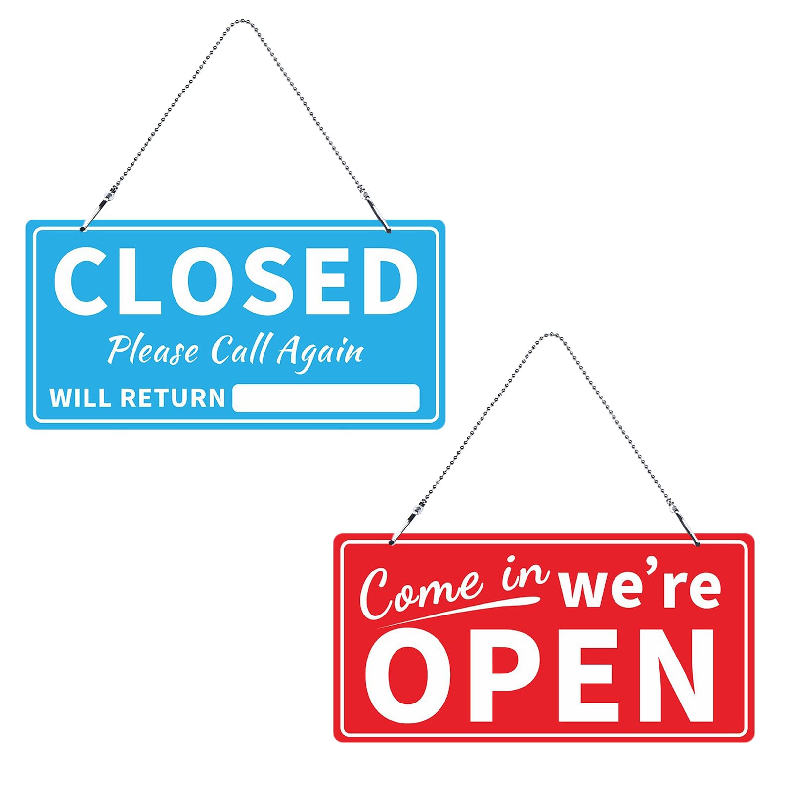 MultiValueOpen Closed Sign, Double Sides PVC Open Signs for Business 6 * 12 Inch Waterproof Erasable Will be Back Sign Business Hours Sign for Glass Door Flower Shop Restaurant Door (Open Close)