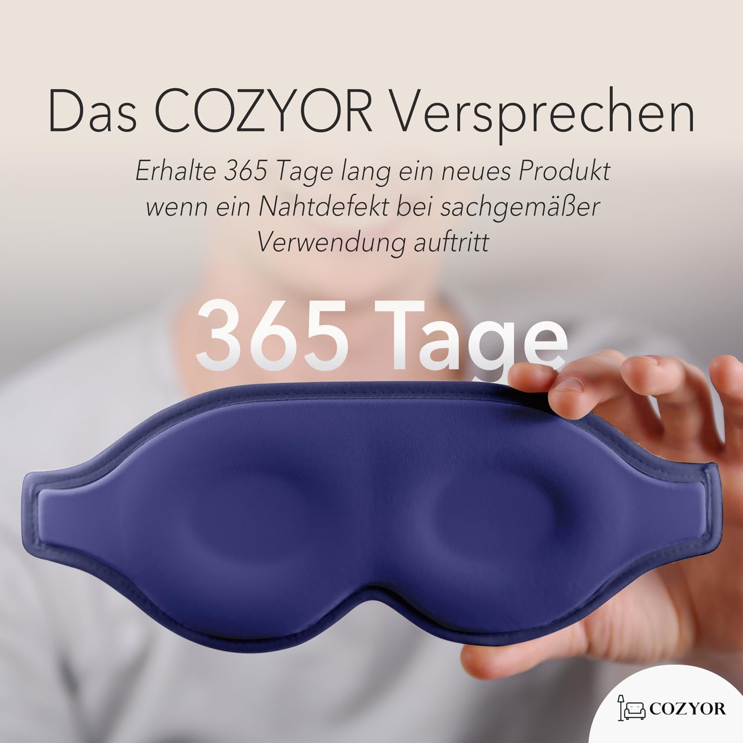 Maschera Per Dormire 3D CUZVGO - Morbida, Traspirante, Con Cavità Per Occhi, Ideale Per Dormire Sul Fianco, Con Fascia Regolabile