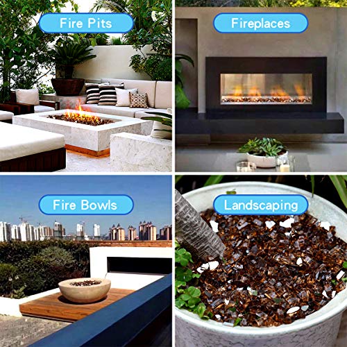 Skyflame High Luster 10-Pound Fire Glass For Fire Pit Fireplace Landscaping, 1/4-Inch Copper Reflective #TOP5