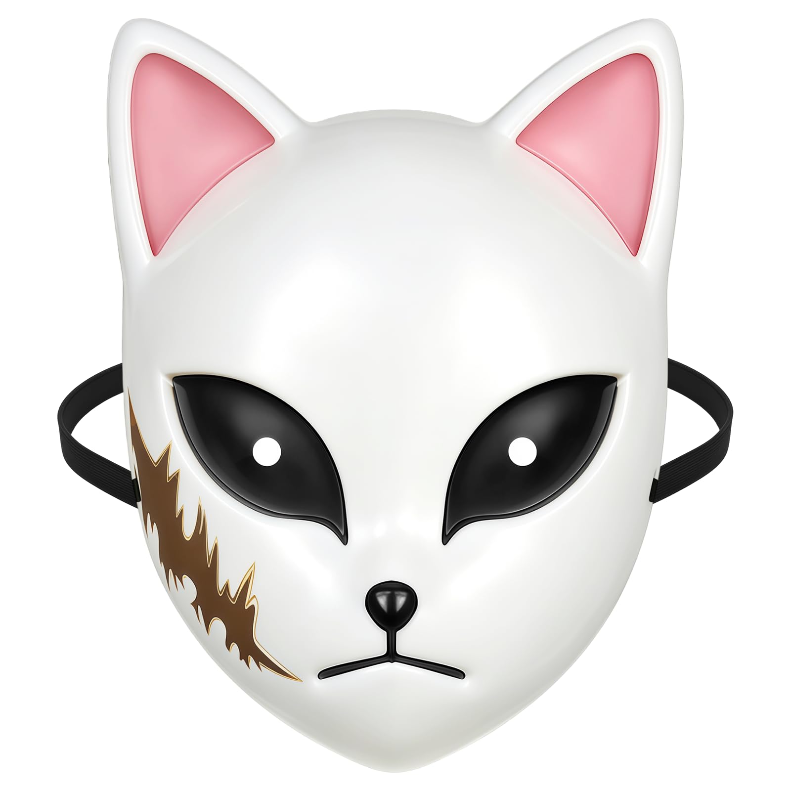 MFUOE Demon Cat Mask Fox Resin Mask Halloween Prop Cosplay Mask Pink Ear Anime Cat Mask Anime Manga Cosplay Prop for Cosplay Costume Events and Collectors Masquerade Dress Up