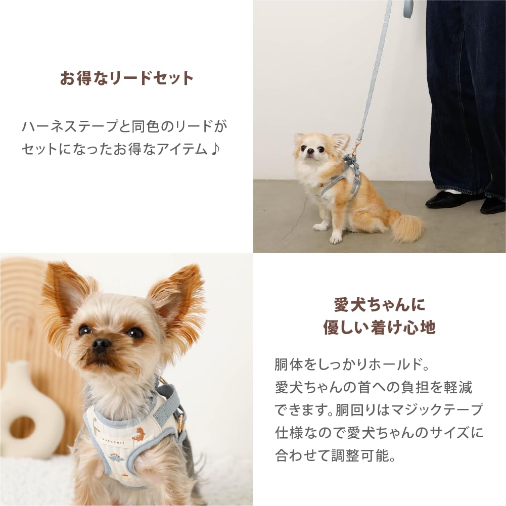 Amazon | monchéri モンシェリ [恐竜さん柄刺繍ハーネス＋リードSET