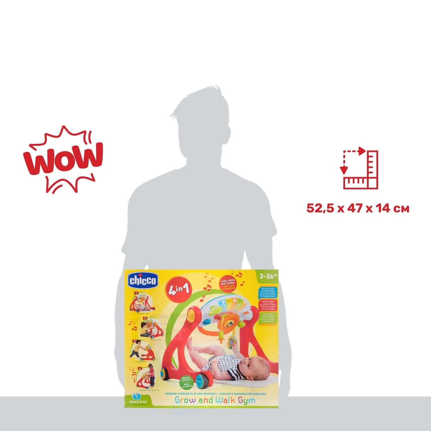 Chicco Grow and Walk 4in1 Baby Aktivitäts Spielzeug und Lauflernhilfe, Lernspielzeug mit manuellen Aktivitäten, Lichtern und Geräuschen, Abnehmbares Elektronisches Panel - Baby Spielzeug 3-36 Monate