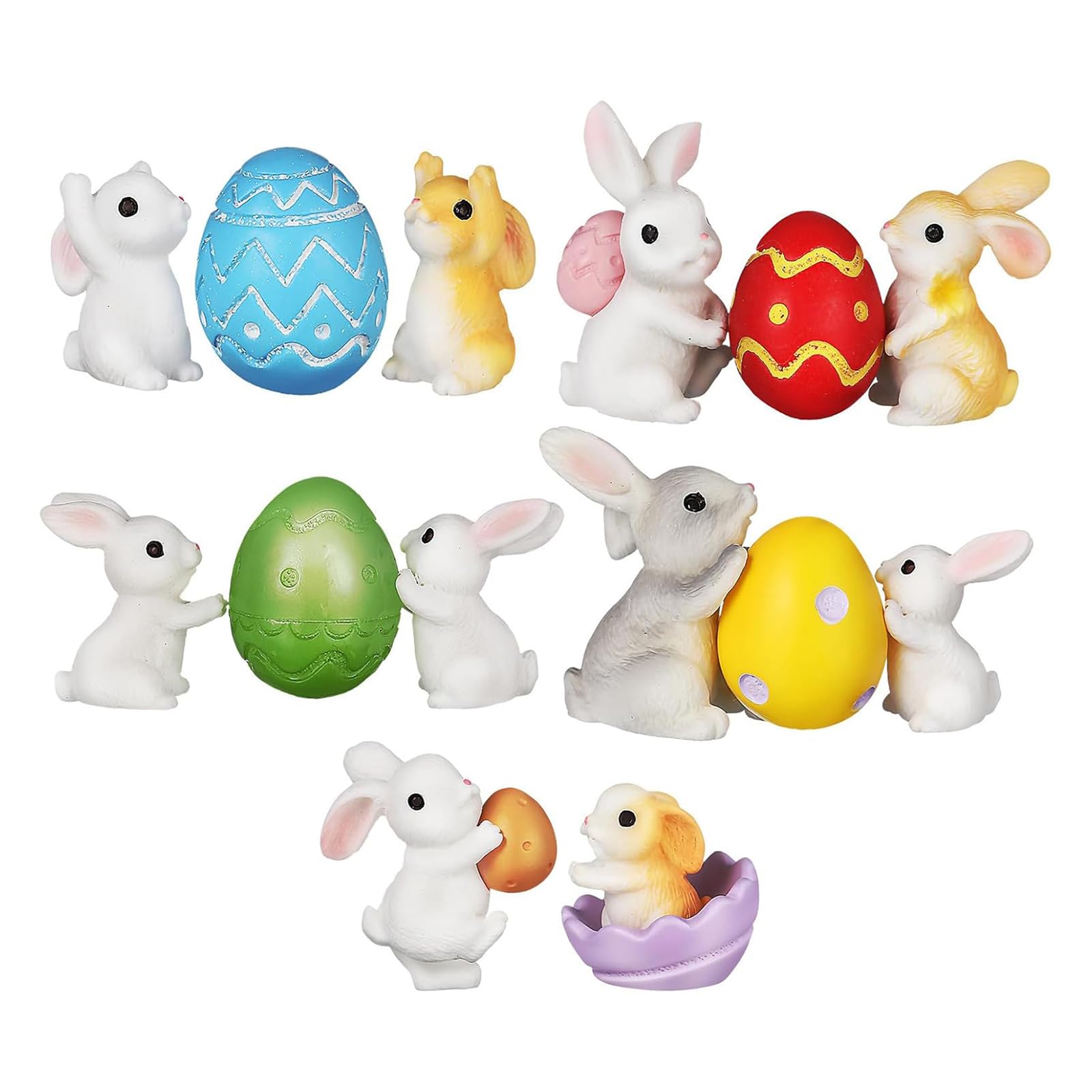 Osniyaw Multicolor Mini Rabbit Eggs Figurine Miniature Rabbit Fairies Garden Accessories Decorations Landscape Ornament Rabbits