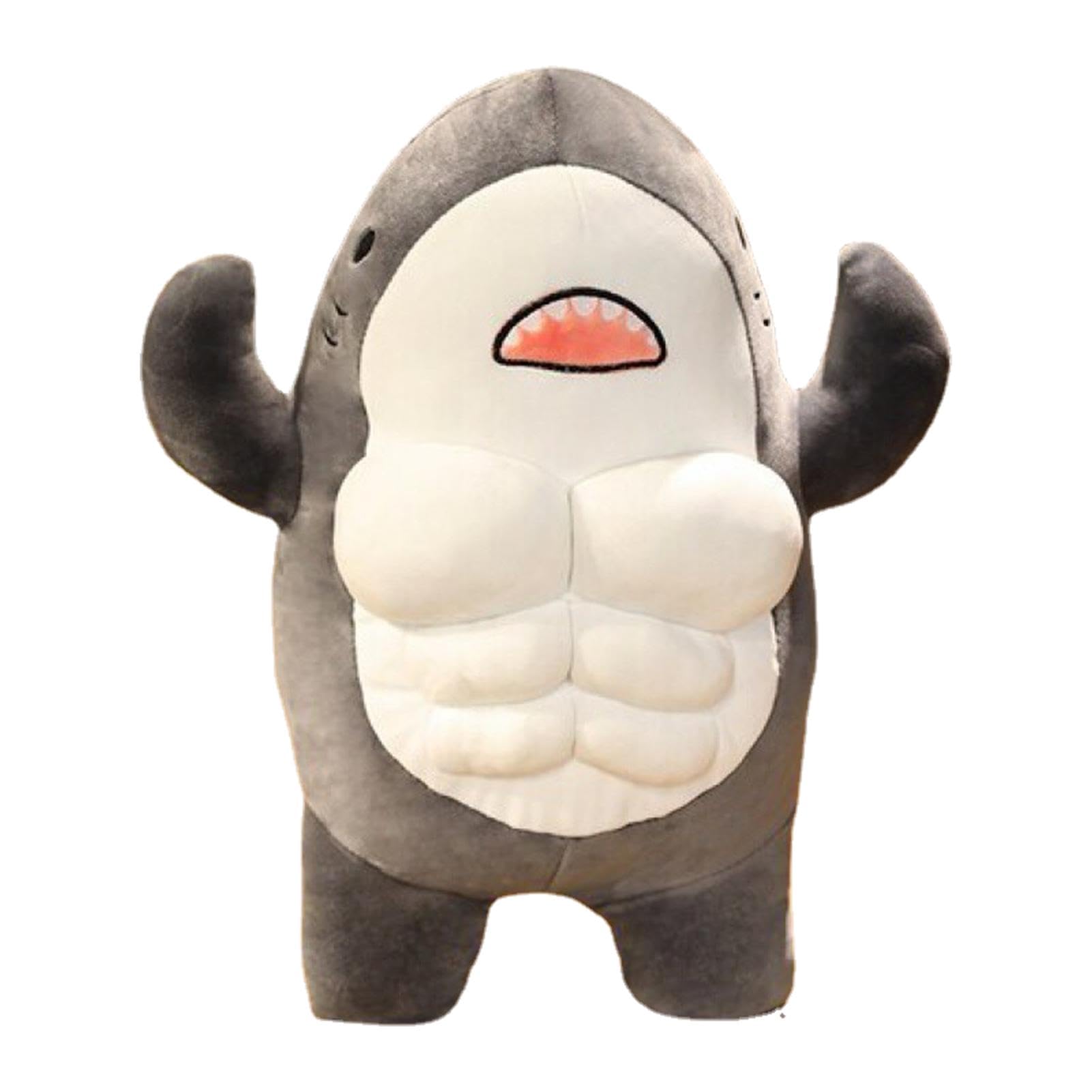 Funny Muscle Shark Plushies, Soft Six-Pack Abs Mighty Mr Shark Plush Toy Doll, Cute Chubby Ocean Cartoon Stuffed Animal Pillow, Home Decor Sea Animal Plushie, Fluffy Stuffed Toys