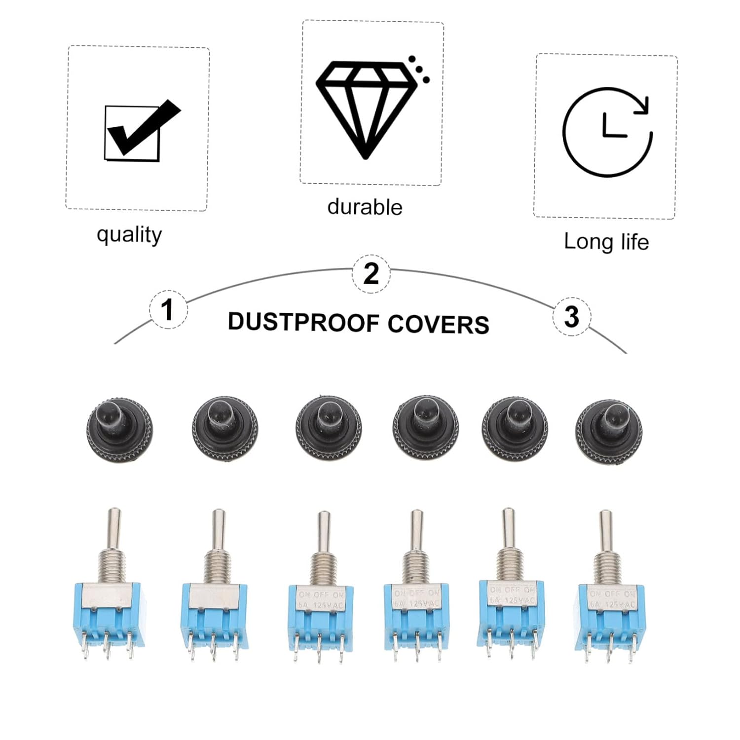 OUNONA 6pcs Heavy Duty Position Toggle Covers for Boat and Car Applications Pin Design for Easy Installation and Against Dust and