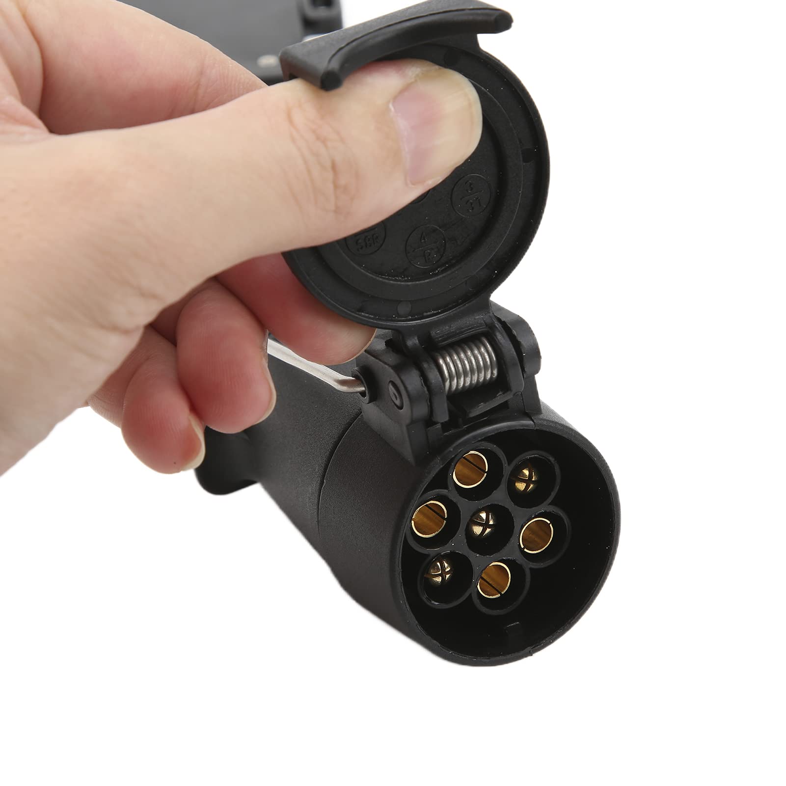 Adaptador de Remolque de 7 Pines estadounidenses a Conector Redondo Europeo de 7 vías para remolques, Adecuado para portaequipajes de caravanas, Barcos y Bicicletas, con separación