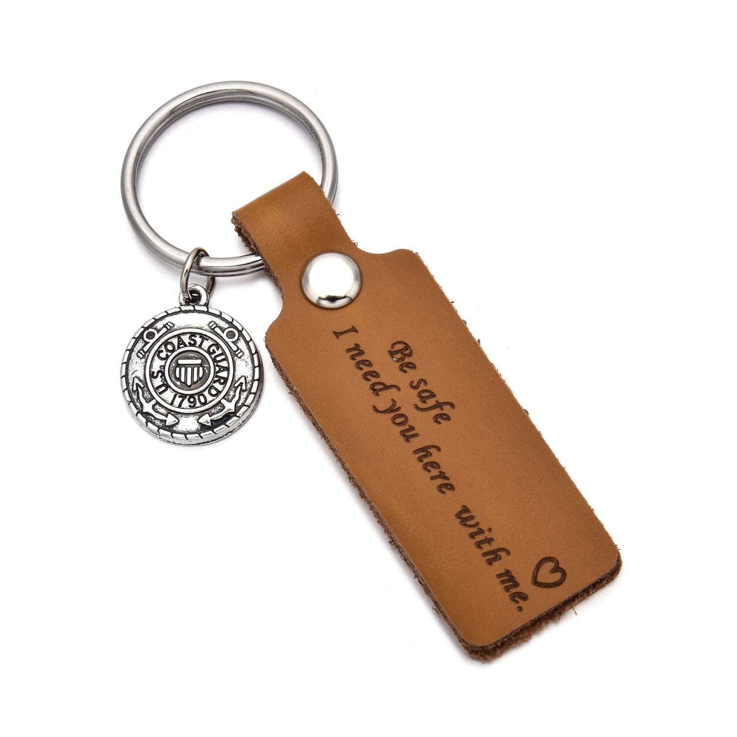 DYJELWD Father's Day Gifts Drive Safe Leather Keychain Be Safe I Need You Here with Me Mom Dad Boyfriend Husband Keychain