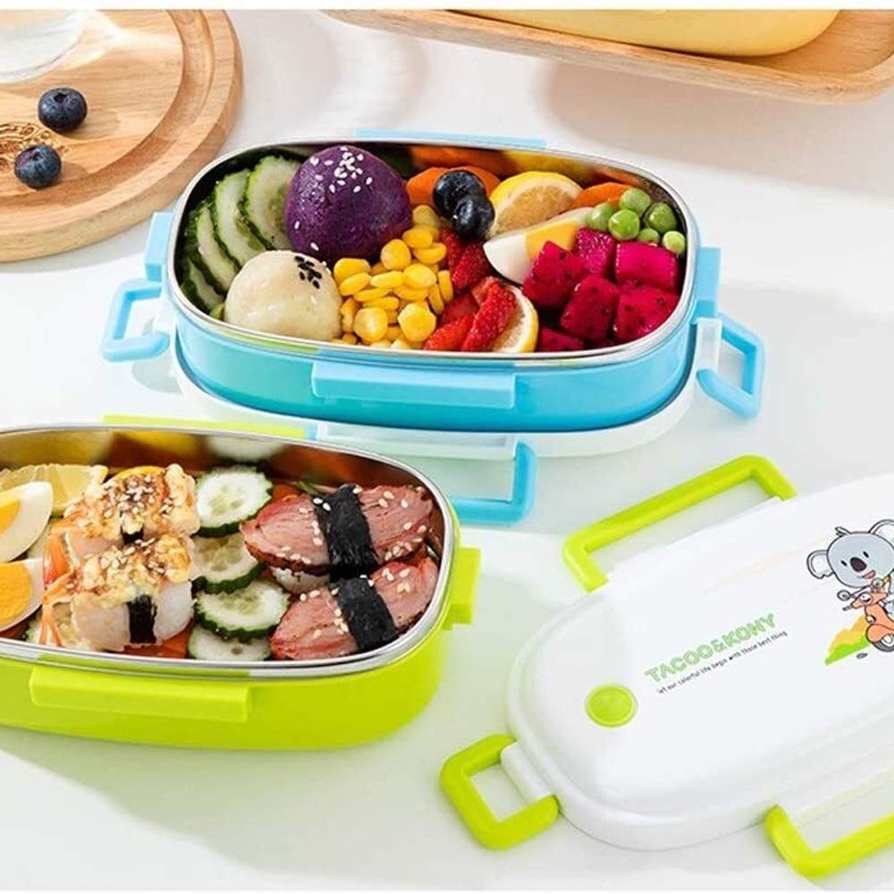 MRKU Portapranzo Bento a Prova di perdite per Studenti, in Acciaio Inossidabile 304, Stile Giapponese, con Piatto sigillato a Prova di perdite, Ideale per Ufficio e Lavoratori.