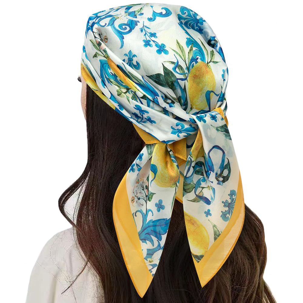 NaSoPerfect27 inch Silk Feeling Scarf Square Hair Scarf Satin Head Scarf Fashion Neck Scarfs for Women