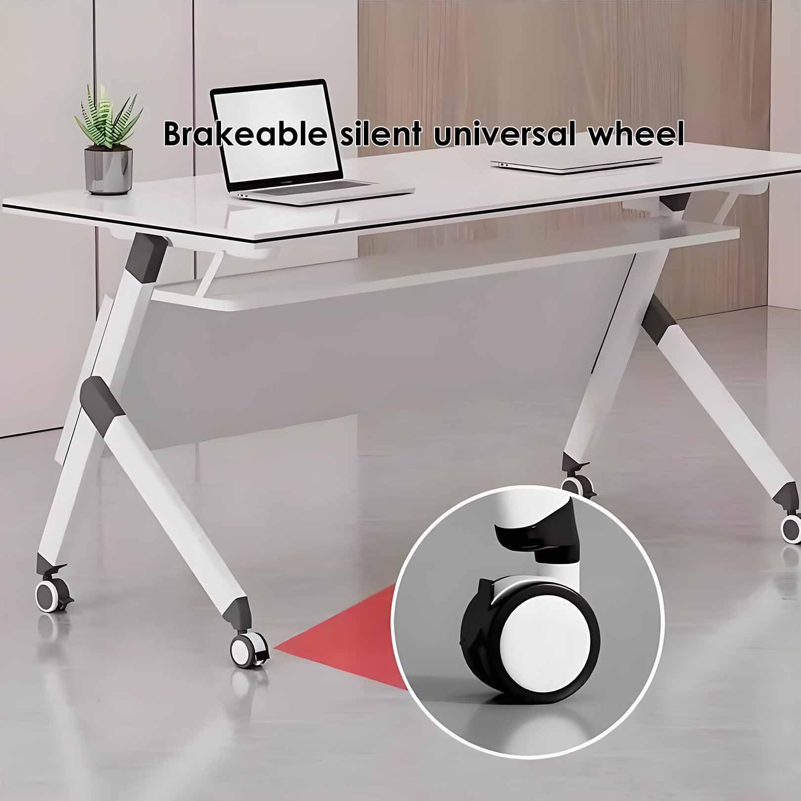 Table de Formation Portable, compacte, à Plateau Rabattable avec roulettes verrouillables, Table de réunion modulaire rectangulaire pour Bureau et Salle de Classe, Table de conférence pour s
