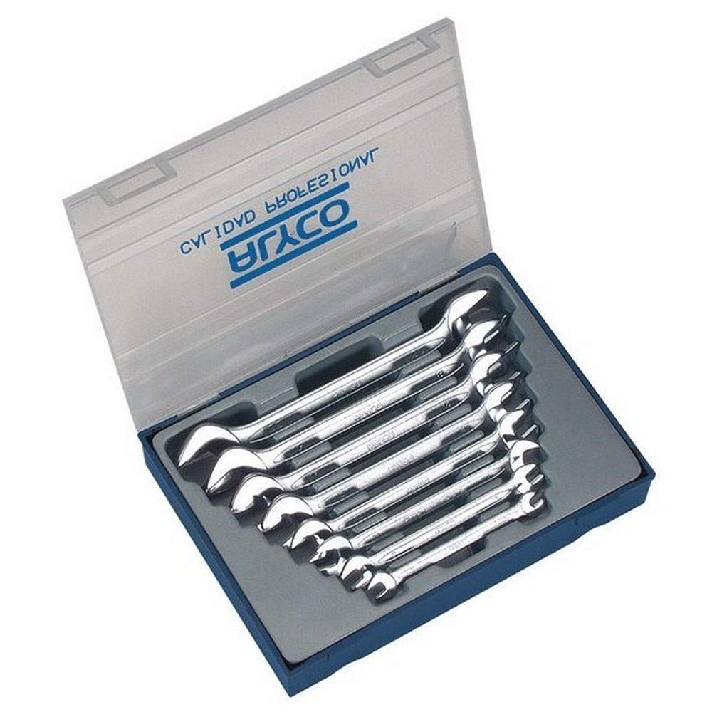 ALYCO 191096 - Juego 8 llaves fijas Cr-V satinado mate bocas pulidas DIN 110 en estuche plastico