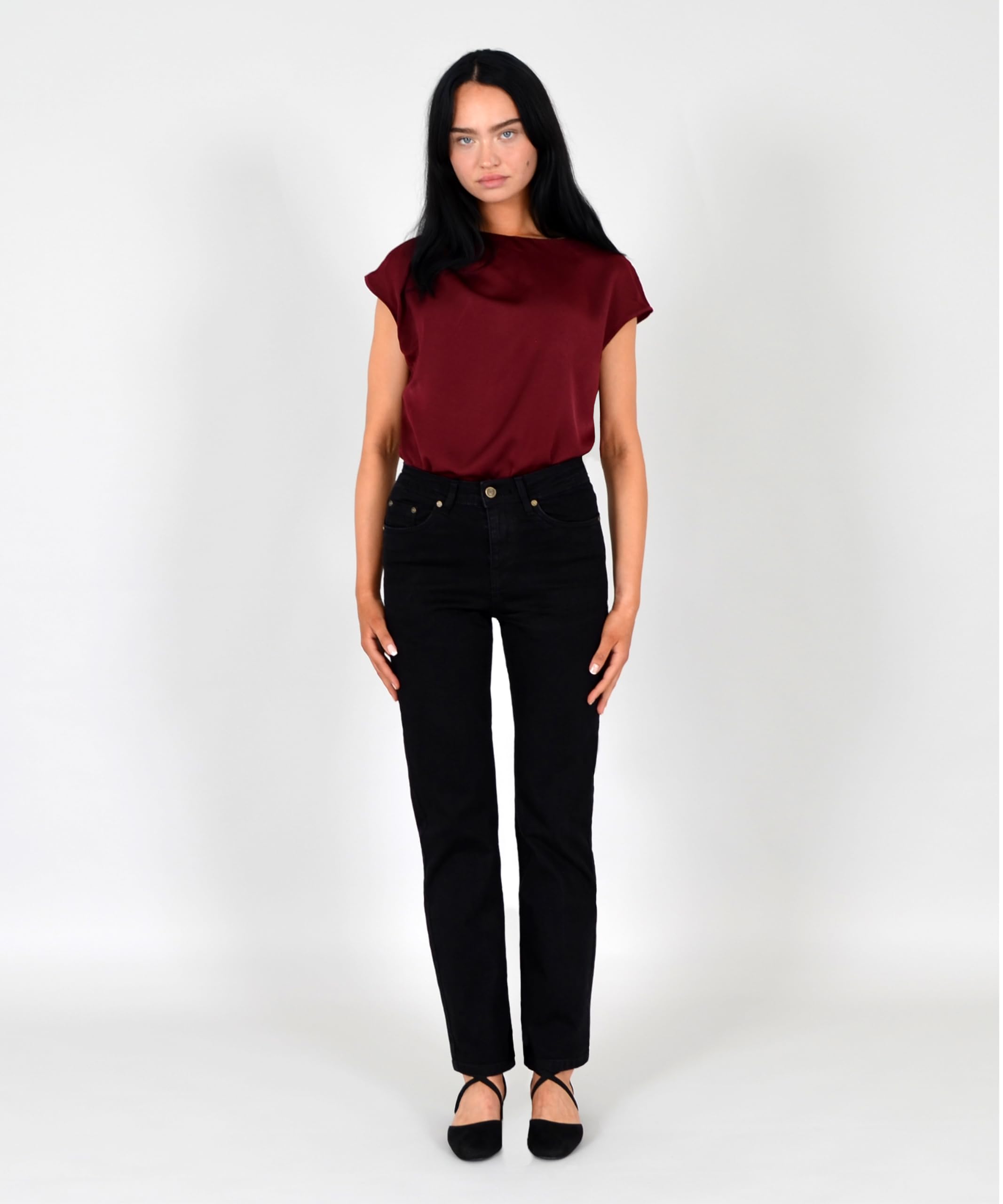 ESRA Jeans Damen Straight High Waist Stretch Jeanshose G200