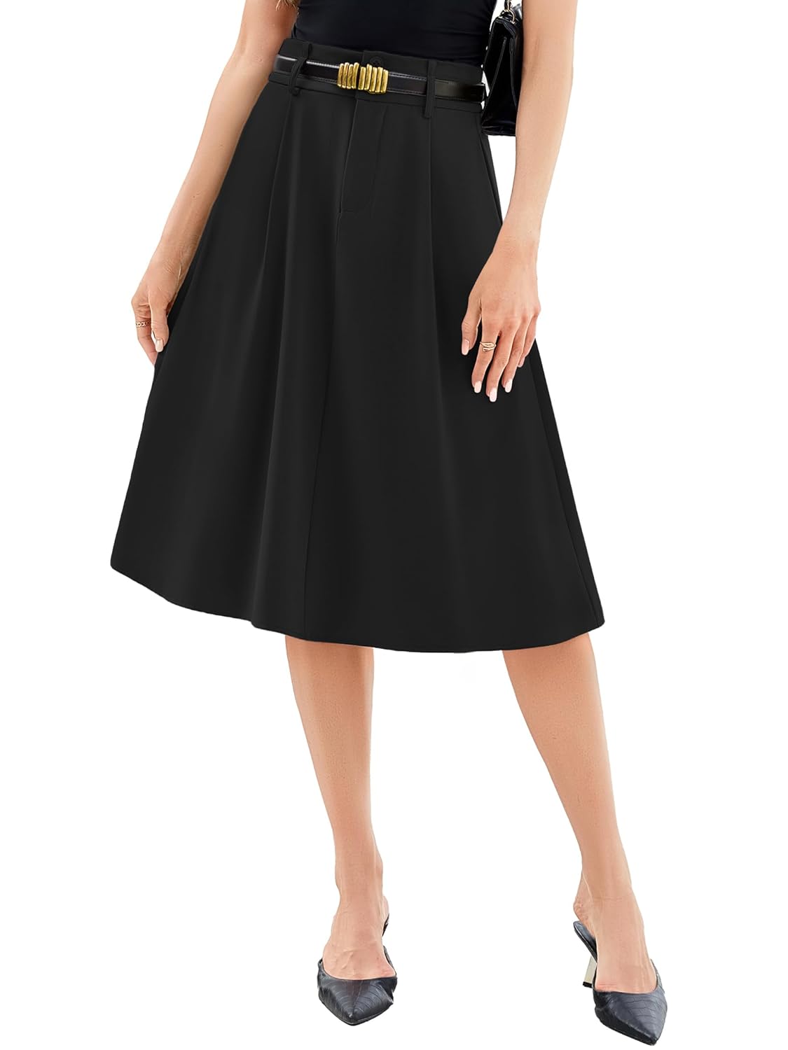 Casly Lamiit Skirts for Women A Line Midi Skirts Business Casual Skirt High Waist Skirt