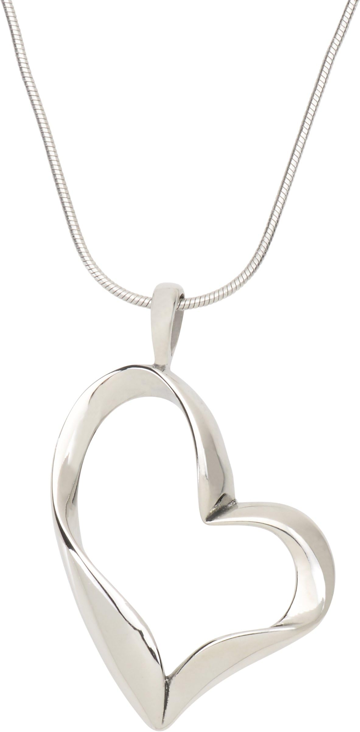 Women's Stainless Steel Necklace Floating Heart with 20โ Stainless Steel Chain
