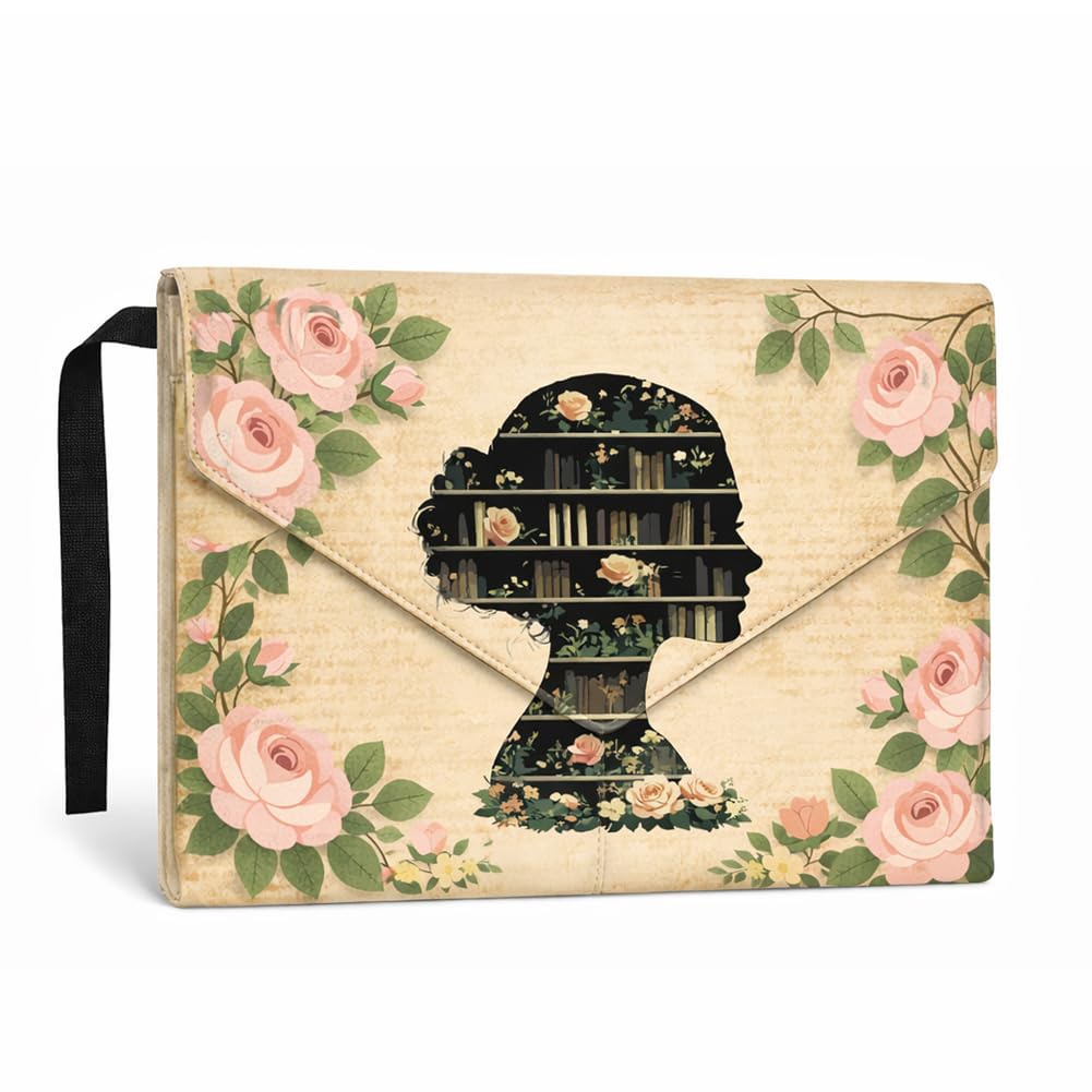 GOMAKERER 1pc Book Sleeve, Vintage Girl Pattern Book Cover Waterproof Books Pouch with Front Pocket for Women Books Lover Reader Librarian Reading Accessories Bookish Gifts,9x12 Inch