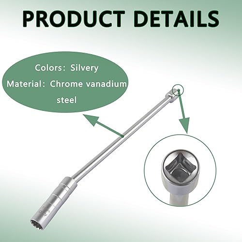 Miniatura 3 de Enchufe de bujía magnético extendido de 0.551 in  Unidad de 38 pulgadas x 12 pulgadas llave de bujía giratoria con 12 puntos  Accesorios