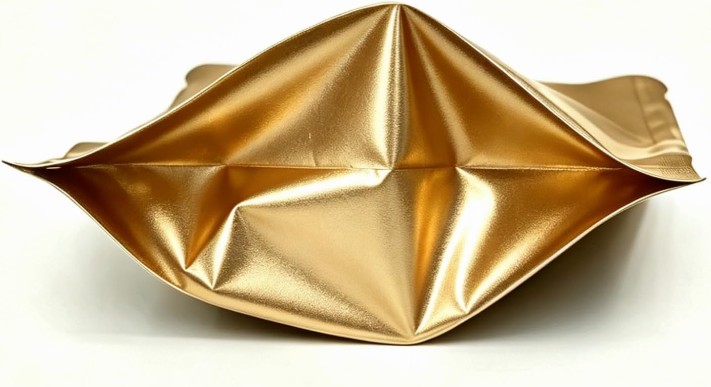 200PCS 5.9"x8.6" Mylar Bags, Resealable Stand Up Foil Pouches with Matte Window, Reusable Food Bags for Home & Small Business, Ideal for Candy Nuts Coffee Beans Dried Fruits(Gold)