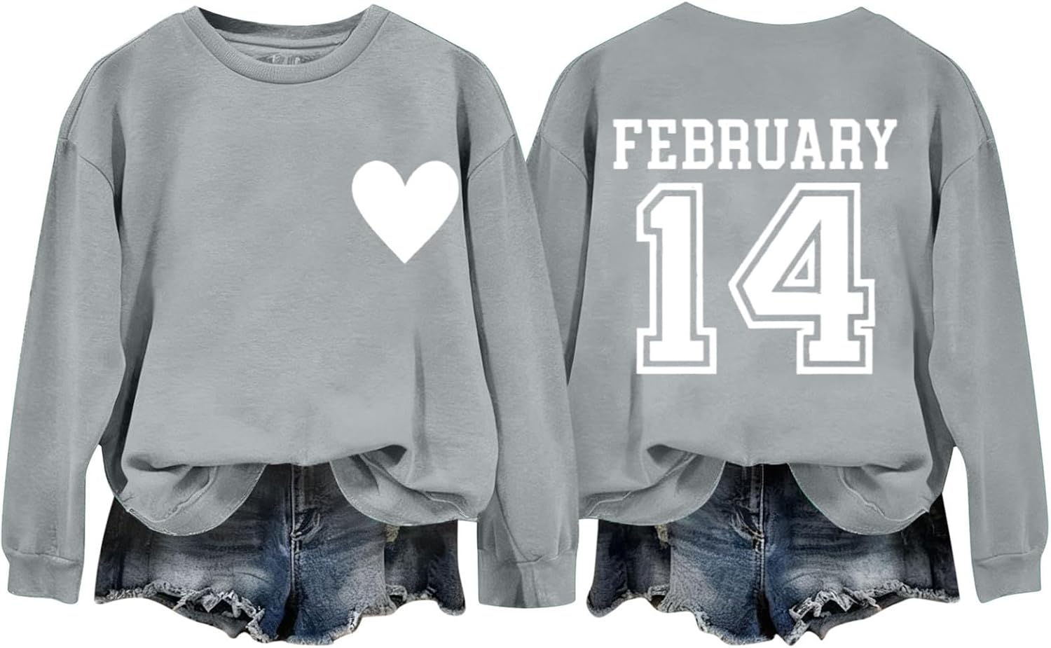 Valentines Day Outfit Women:Casual Crew Neck Long Sleeve February 14 Heart Graphic Pullover Tops Loose Workout Tees