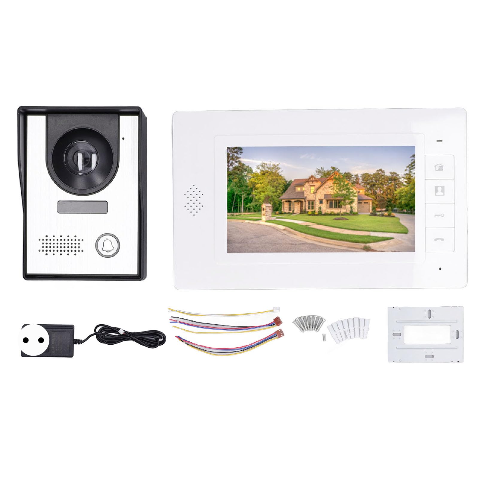 con intercomunicador bidireccional y visión Nocturna, Monitor Interior con Pantalla TFT de 7 Pulgadas y función de desbloqueo - Kit de Timbre con Video de 7 Pulgadas y de