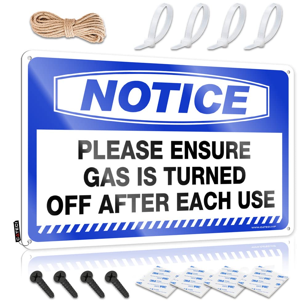 HELIOFORGE Warning Signs For Bedroom Notice Please Ensure Gas Is Turned Off After Each Use Tin Sign Cave Door Sign Vintage Tin Signs Funny(20X30CM)