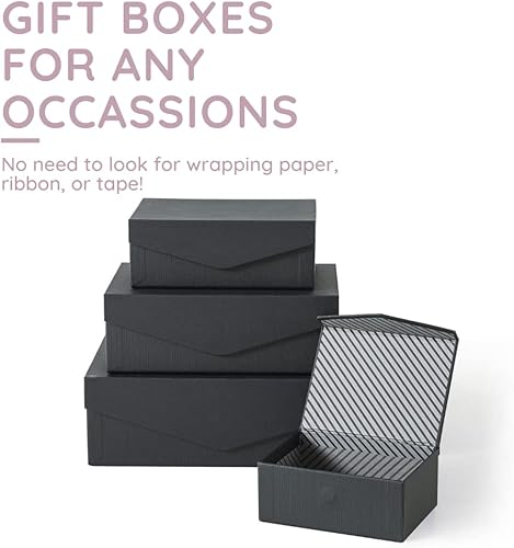 Miniatura 2 de Cajas decorativas negras con tapas magnéticas, juego de 4, pequeñas cajas de regalo de cartón reutilizables para regalos y envolver regalos, cajas