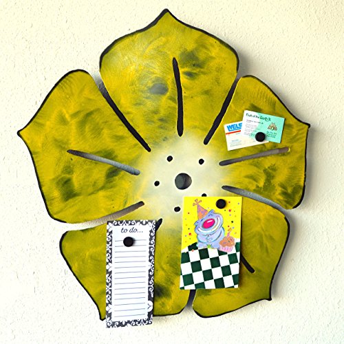 Metal wall hanging flower - Yellow magnetic board - Flower note board - 24